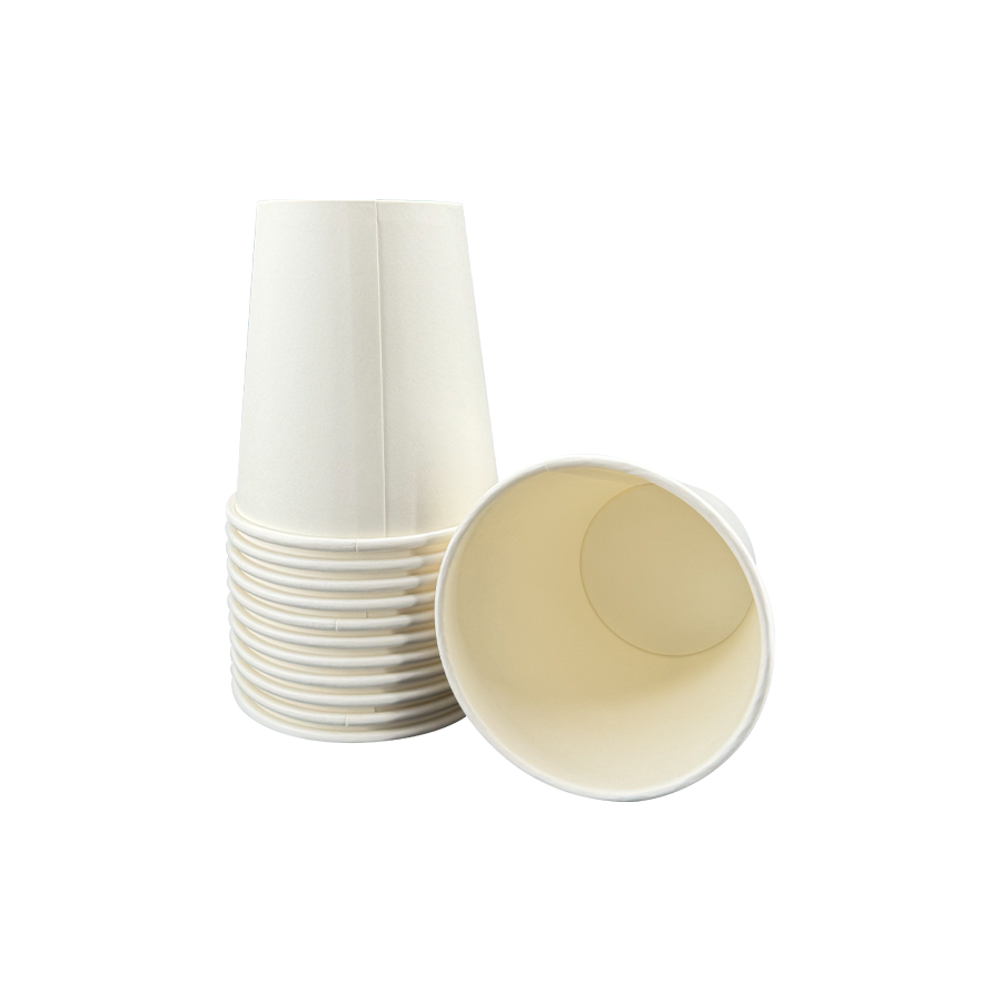 Cốc đựng nước giải khát bằng giấy trắng dùng một lần 10oz có vành cuộn